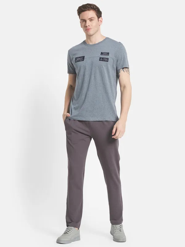 Men Grey Typography Cotton T-Shirt