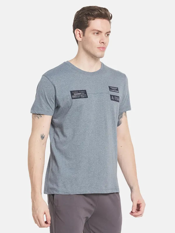 Men Grey Typography Cotton T-Shirt