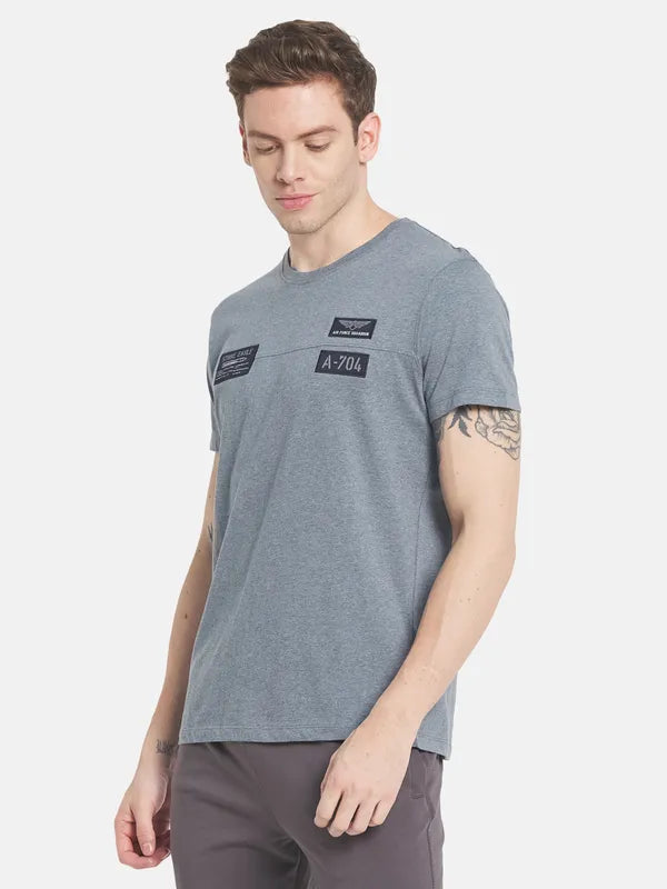 Men Grey Typography Cotton T-Shirt