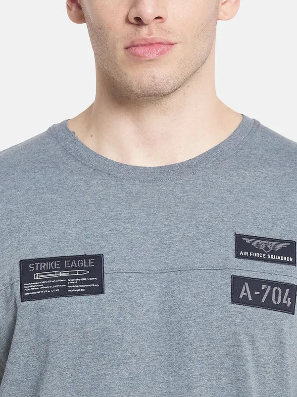 Men Grey Typography Cotton T-Shirt