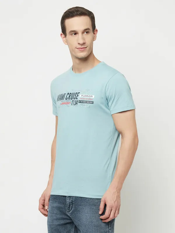 Octave Men Blue Typography Printed T-Shirt