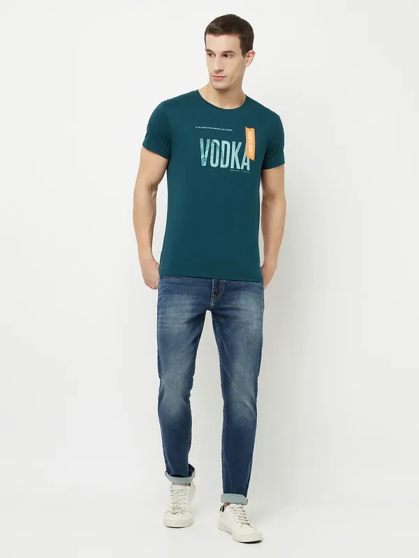 Octave Men Blue Typography Printed T-Shirt