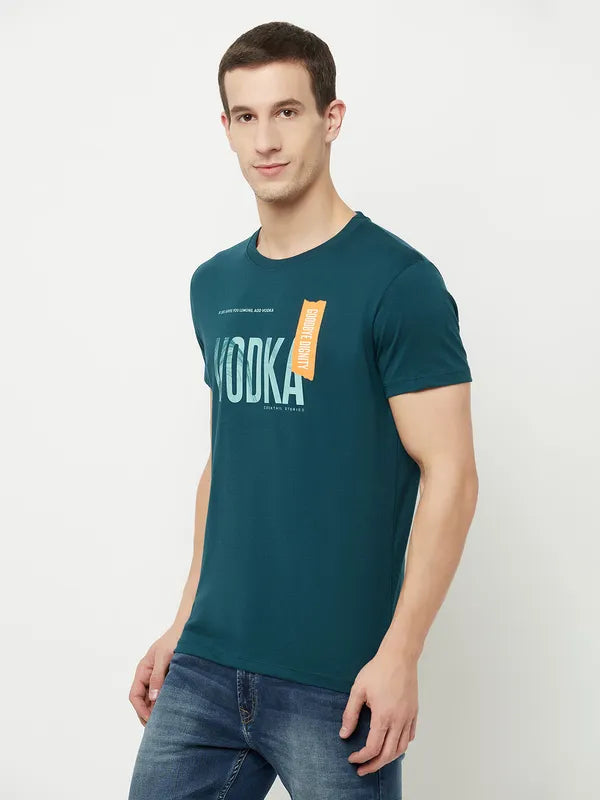Octave Men Blue Typography Printed T-Shirt