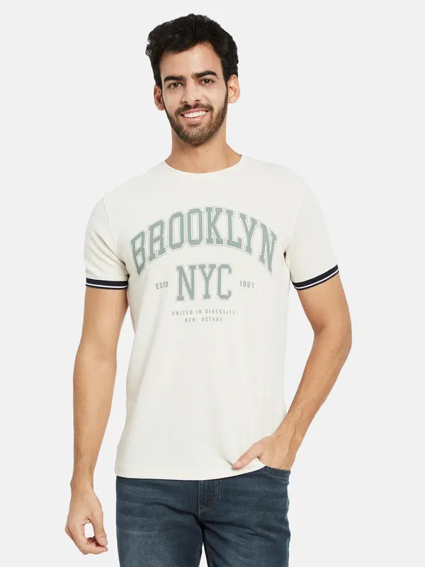 Octave Typography Printed Cotton T-Shirt