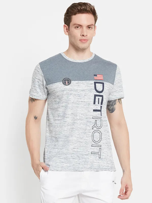 Men Grey Typography Printed Cotton T-Shirt