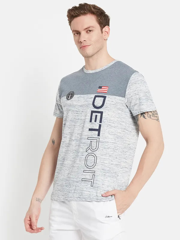 Men Grey Typography Printed Cotton T-Shirt