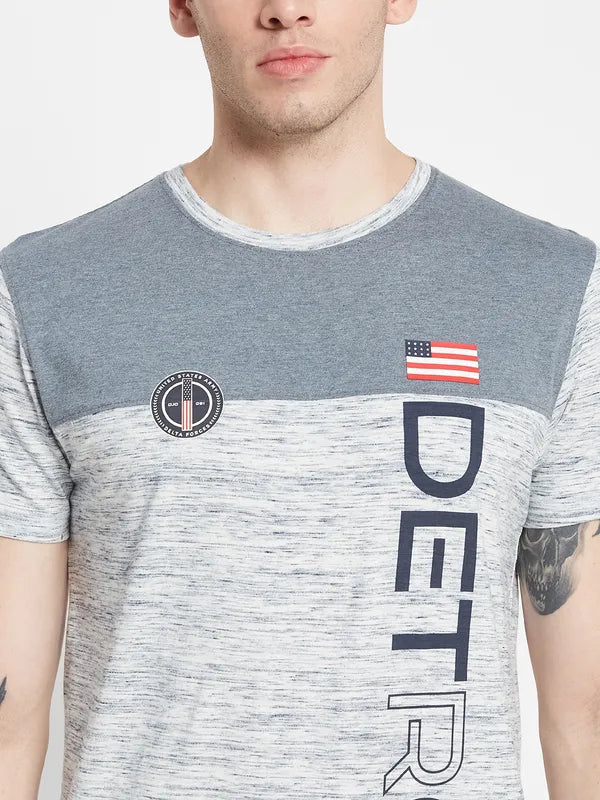 Men Grey Typography Printed Cotton T-Shirt