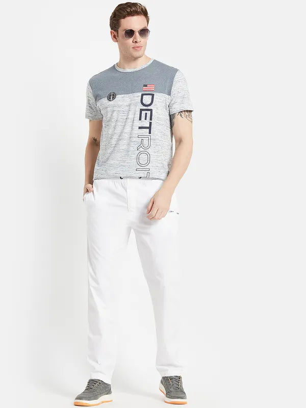 Men Grey Typography Printed Cotton T-Shirt