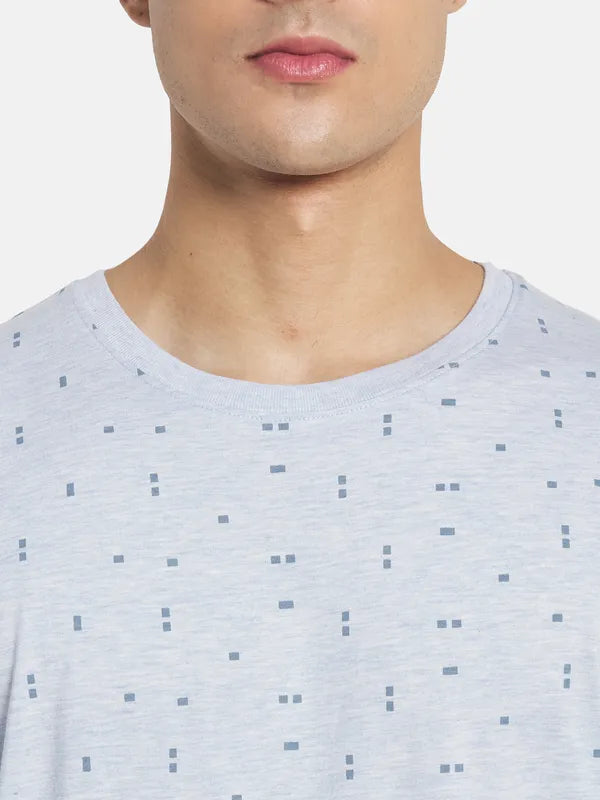 Men Blue Printed Cotton T-Shirt