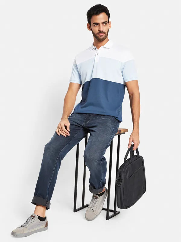 Octave Men Blue V-Neck Pockets T-Shirt