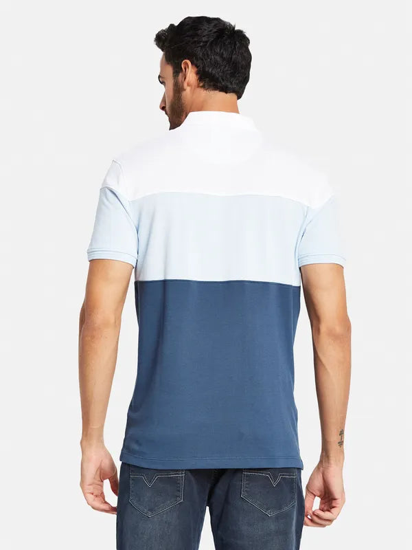 Octave Men Blue V-Neck Pockets T-Shirt