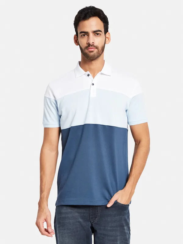 Octave Men Blue V-Neck Pockets T-Shirt