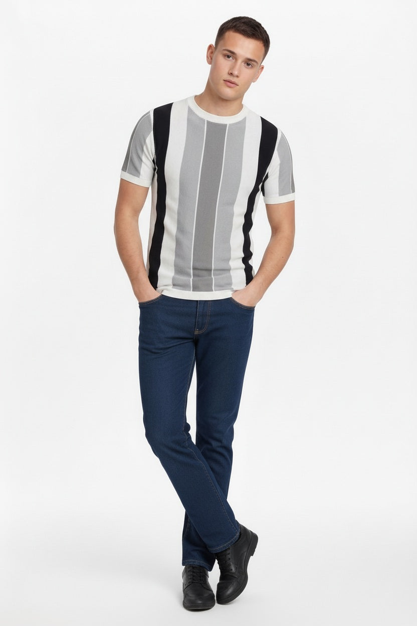 Men Striped Monochrome T-shirt