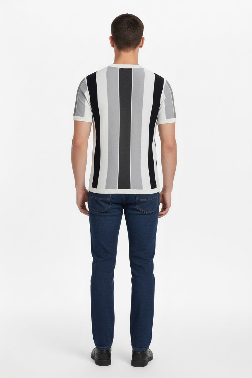 Men Striped Monochrome T-shirt