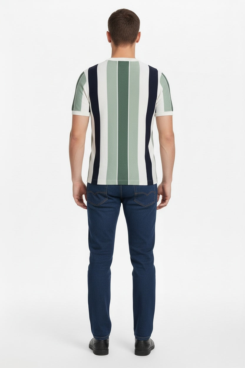 Men Striped Monochrome T-shirt