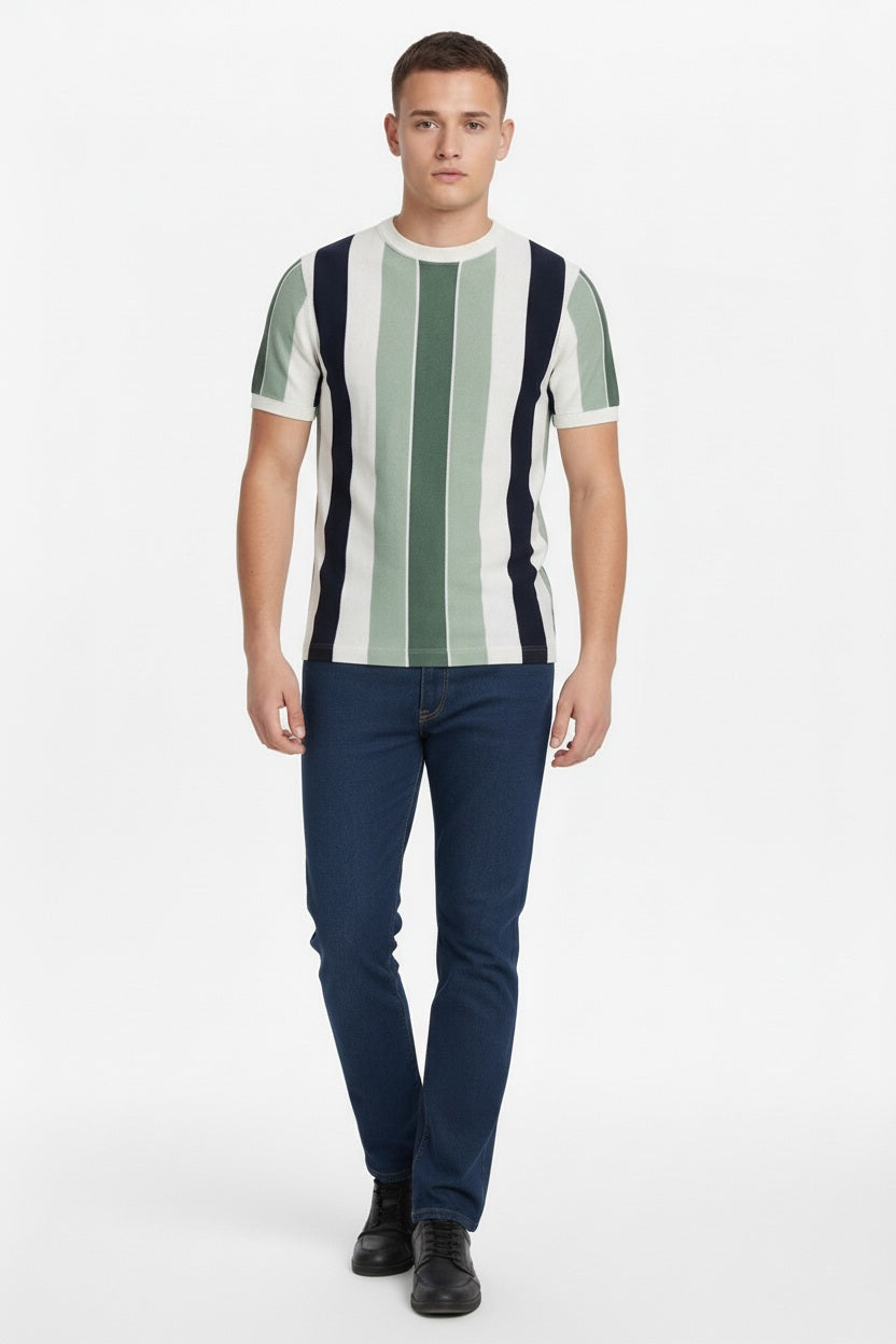 Men Striped Monochrome T-shirt