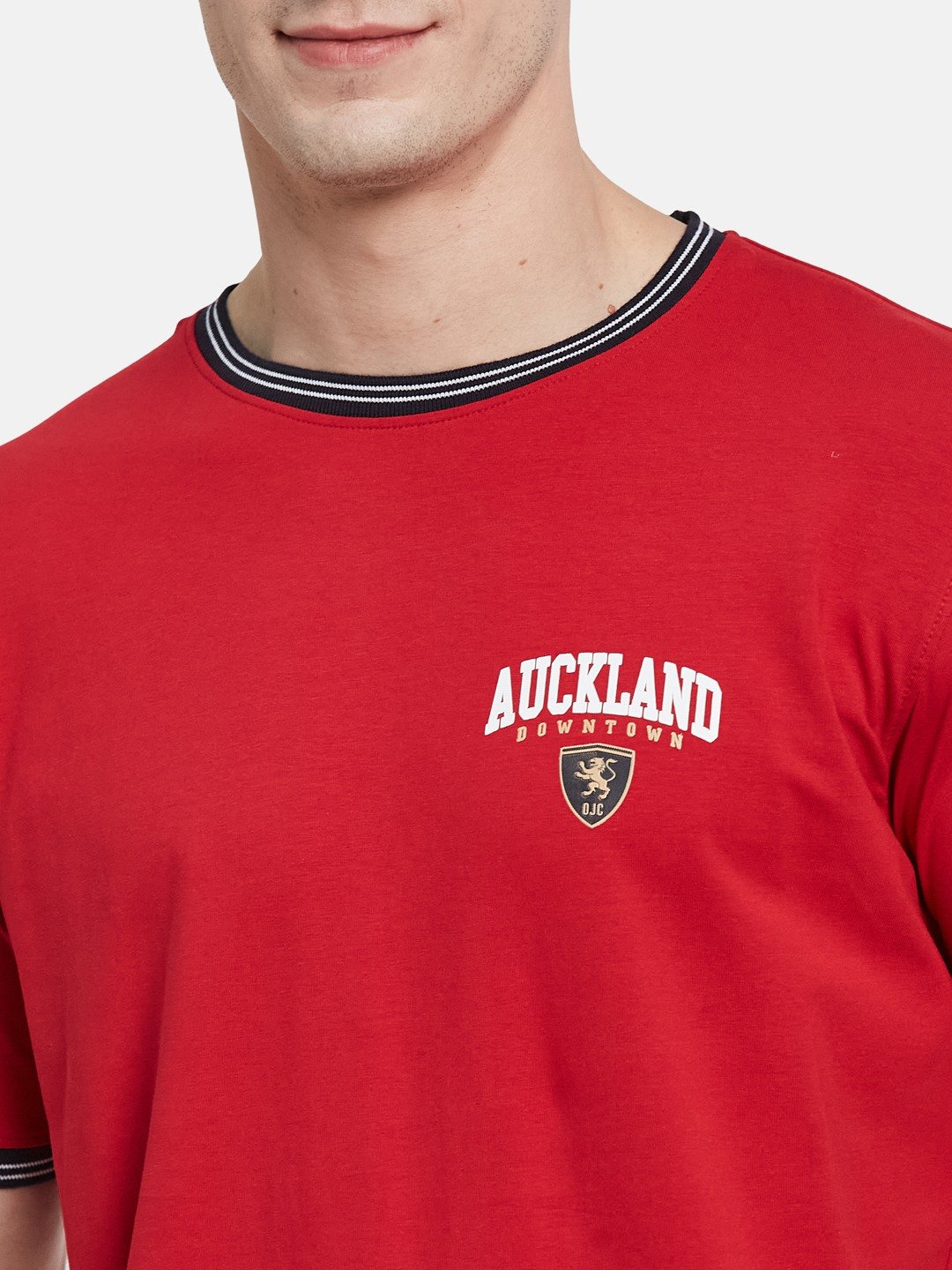 BACK PRINT ROUND NECK SINGLE JERSEY KNIT LYCRA T-SHIRT