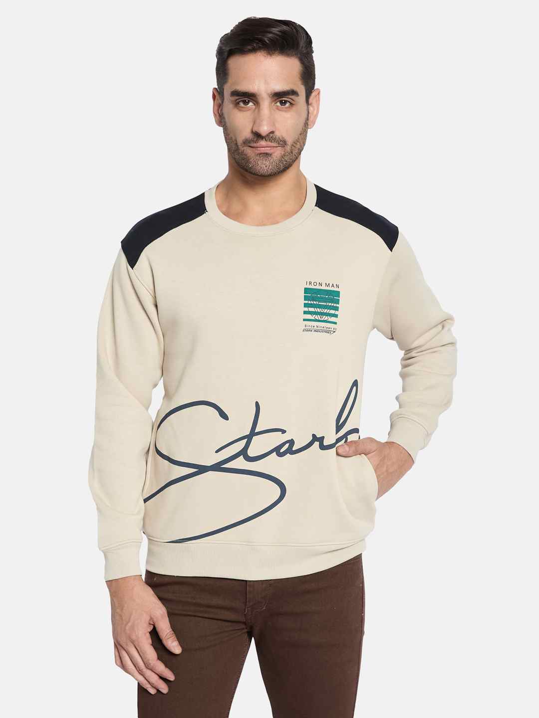 Octave Men Colourblocked Pullover Sweatshirt