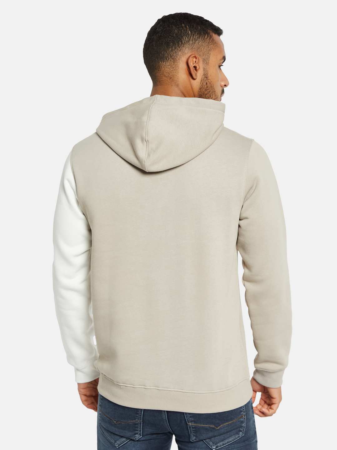 Octave Men Colourblocked Hooded Sweatshirt