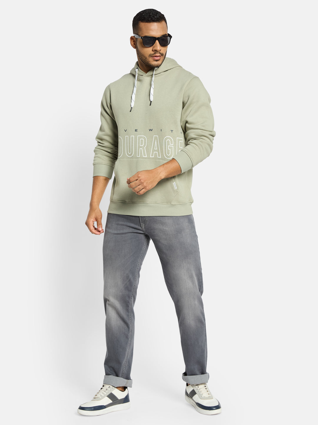 Octave Men Printed Hooded Sweatshirt
