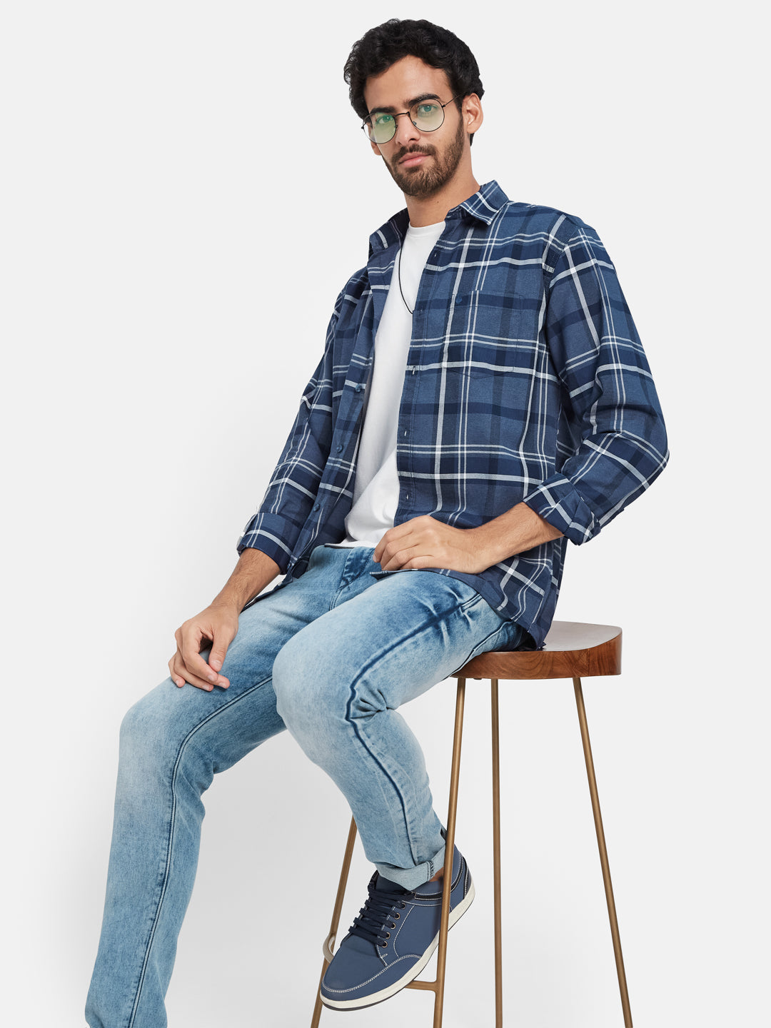 Mettle Tartan Checked Cotton Casual Shirt