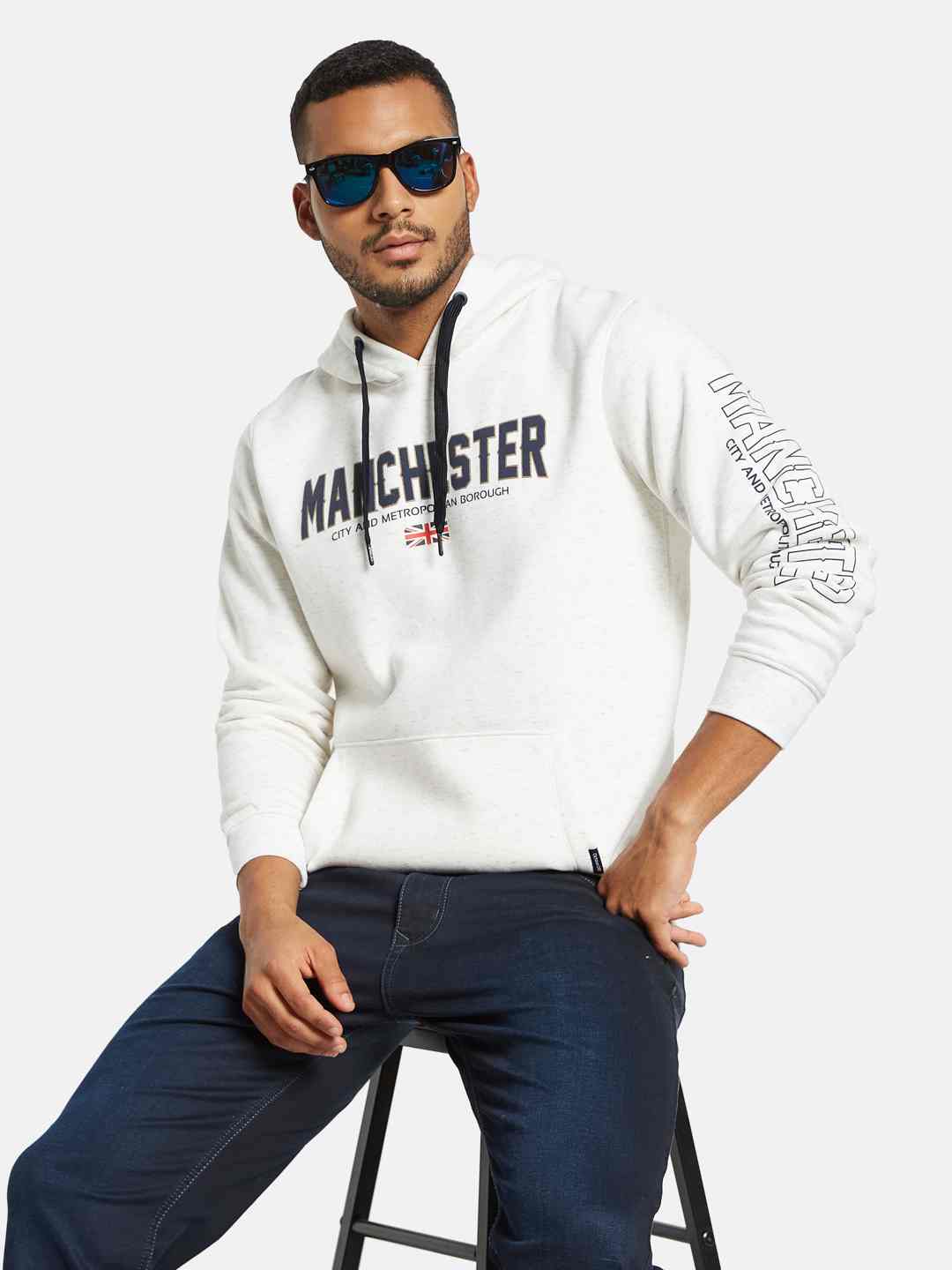Octave Men Printed Hooded Sweatshirt