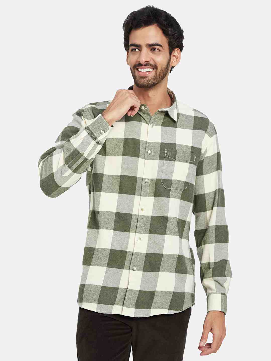 Mettle Gingham Checked Cotton Casual Shirt