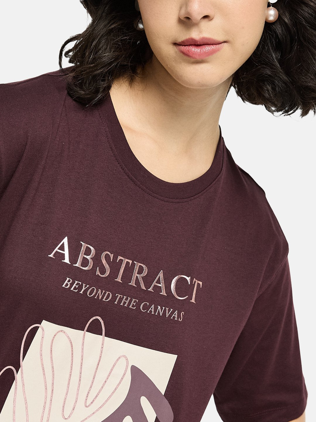 METTLE Women Graphic Printed Round Neck Cotton T-shirt