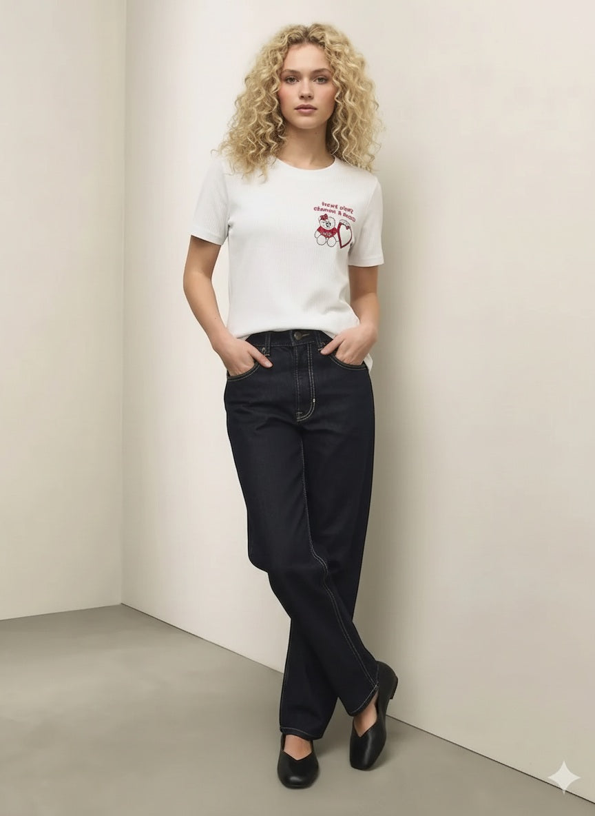 Women Typography Round Neck T-shirt