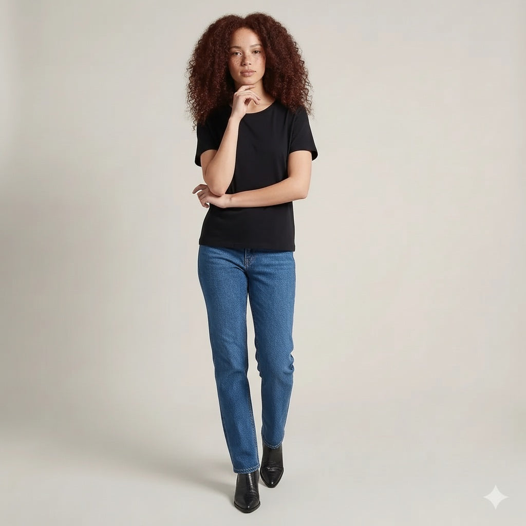 Women Solid Round Neck T-Shirt