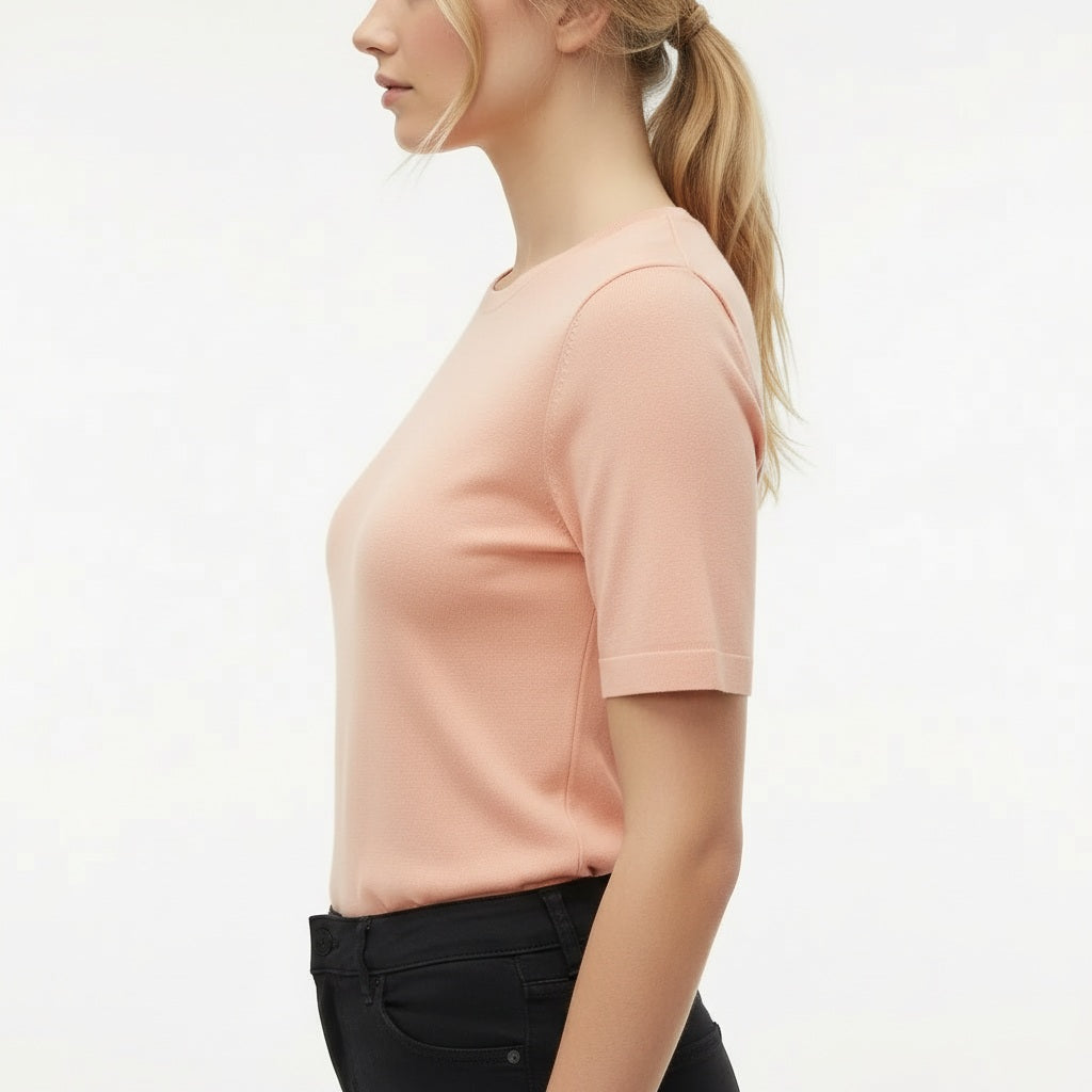 Women Solid Round Neck T-Shirt
