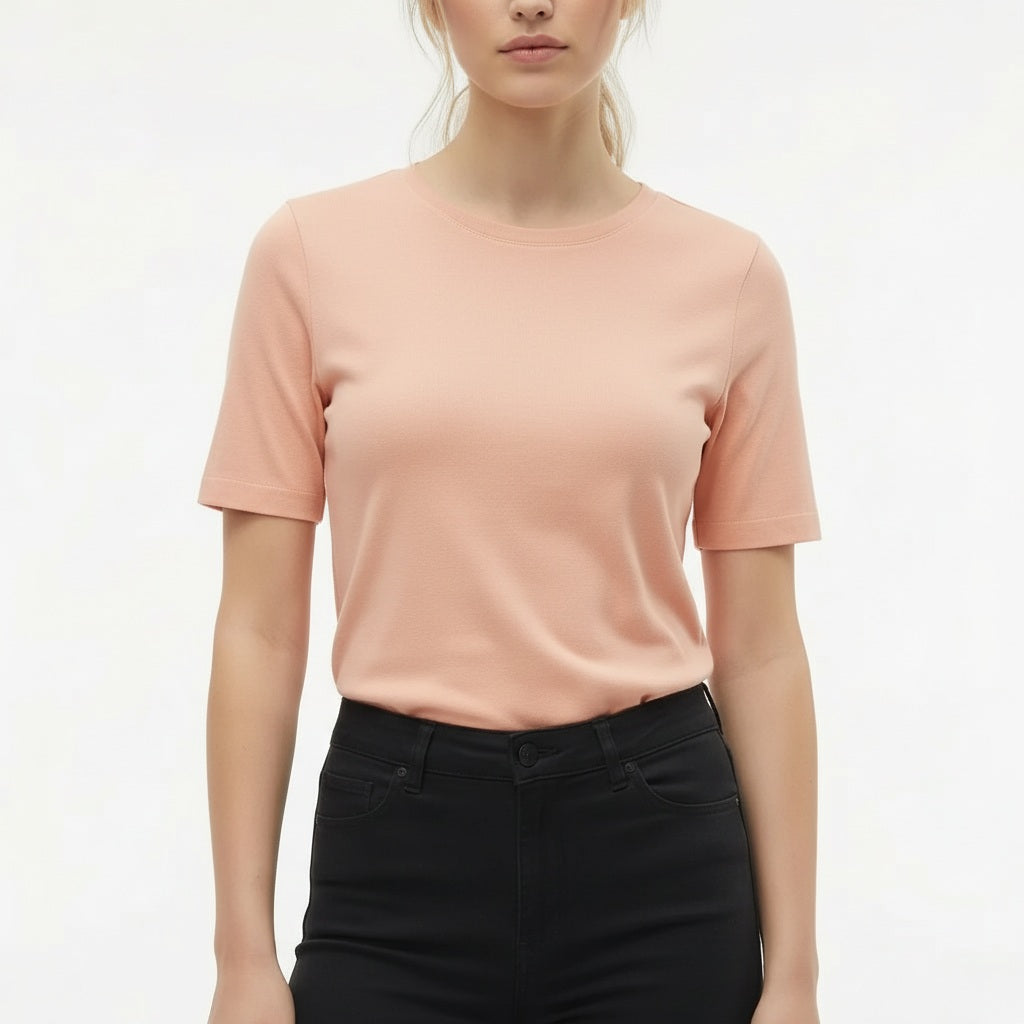 Women Solid Round Neck T-Shirt