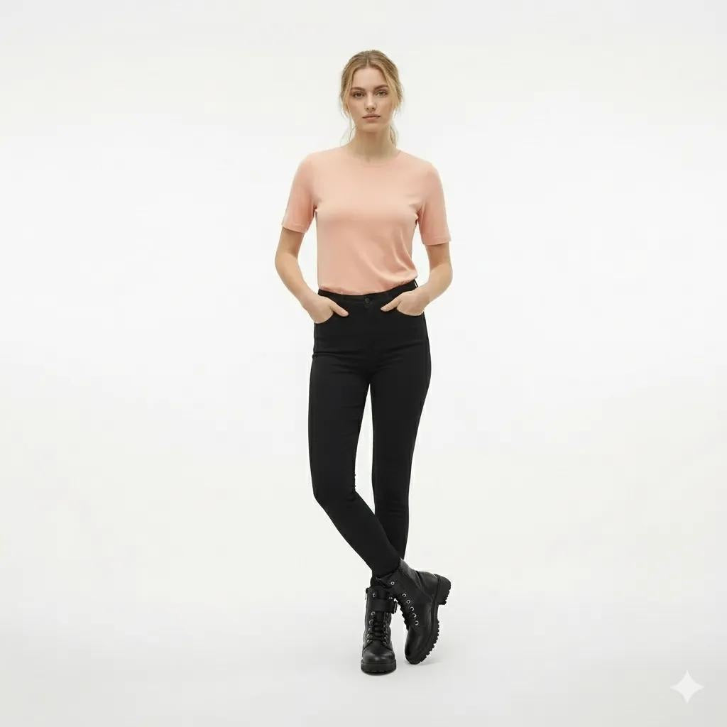 Women Solid Round Neck T-Shirt