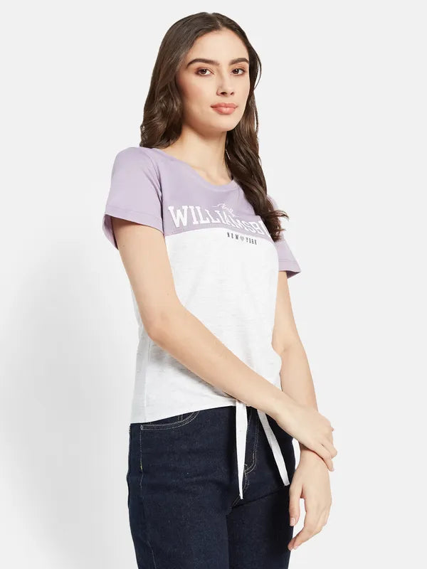 Cut And Sew Typographic Chest Print Top