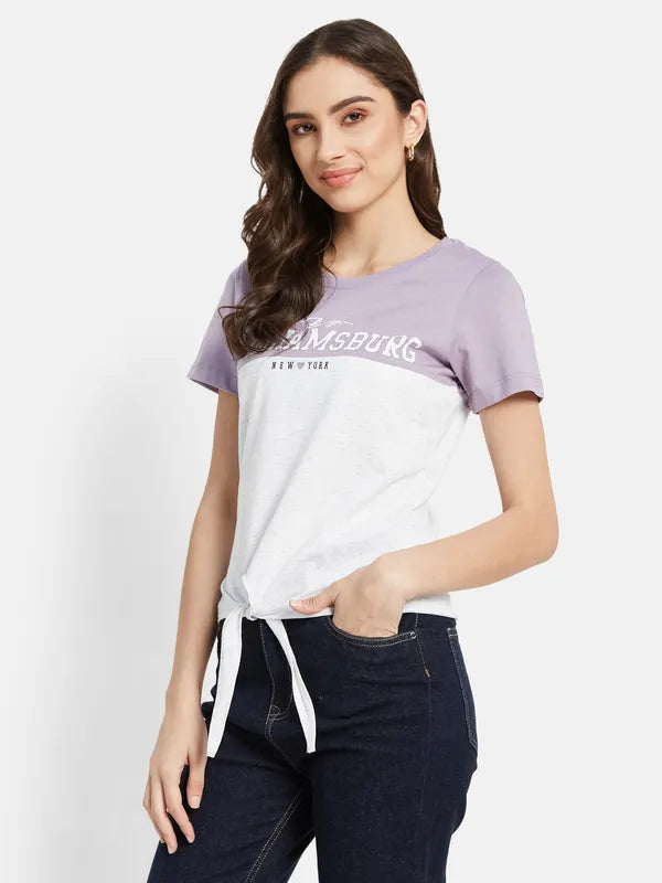 Cut And Sew Typographic Chest Print Top