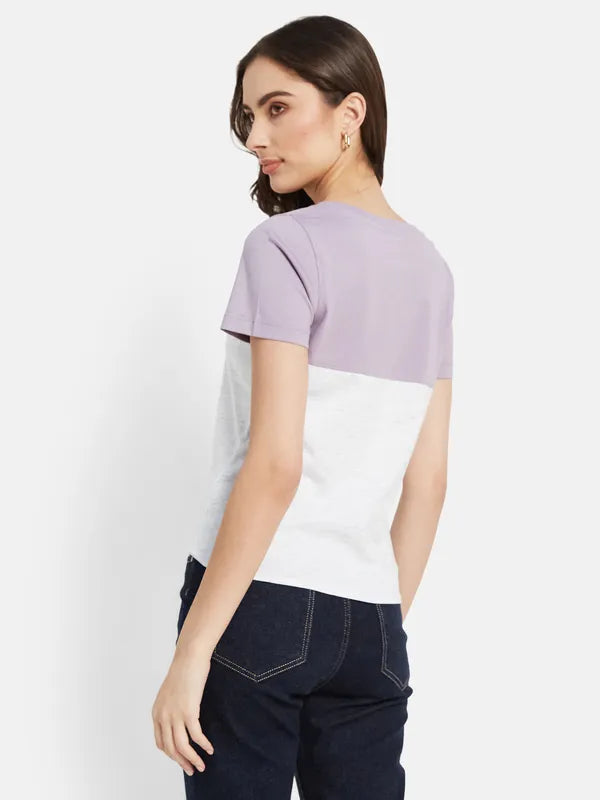 Cut And Sew Typographic Chest Print Top