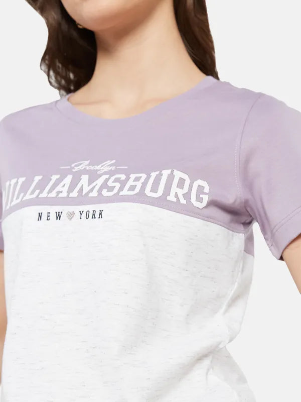 Cut And Sew Typographic Chest Print Top