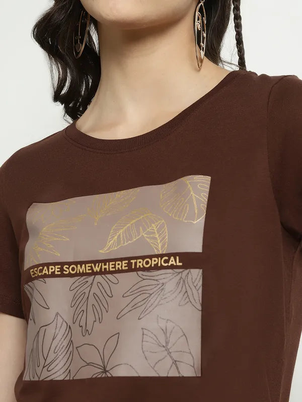 Mettle Floral Printed Cotton T-Shirt