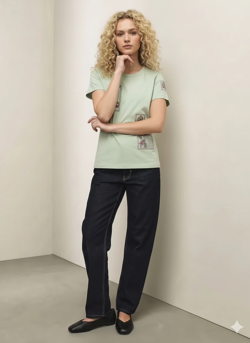 Women Printed Round Neck T-Shirt