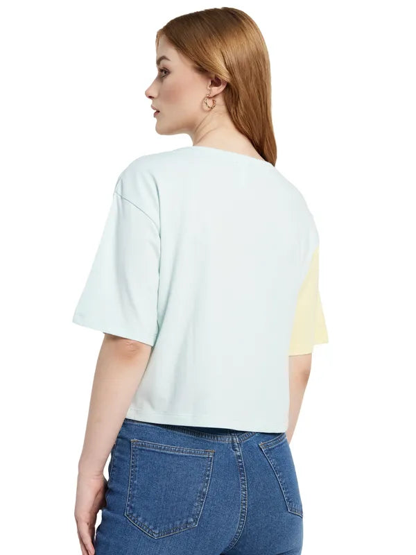 Multicoloured Cut & Sew T-Shirt With Chest Print