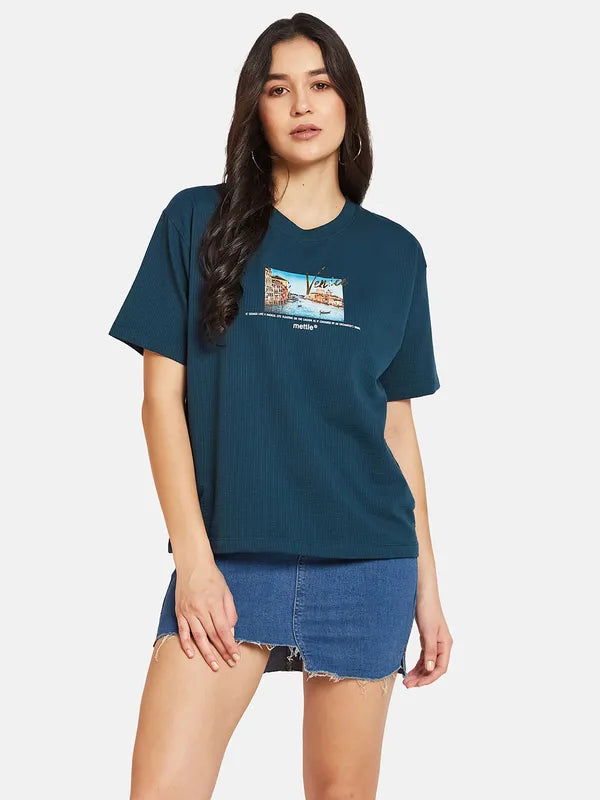 Mettle Round Neck Graphic Printed Cotton T-Shirt
