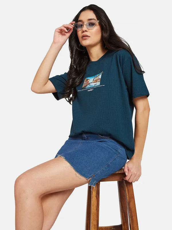 Mettle Round Neck Graphic Printed Cotton T-Shirt