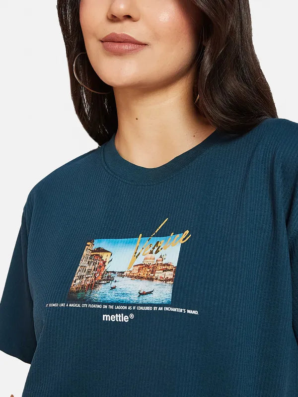 Mettle Round Neck Graphic Printed Cotton T-Shirt