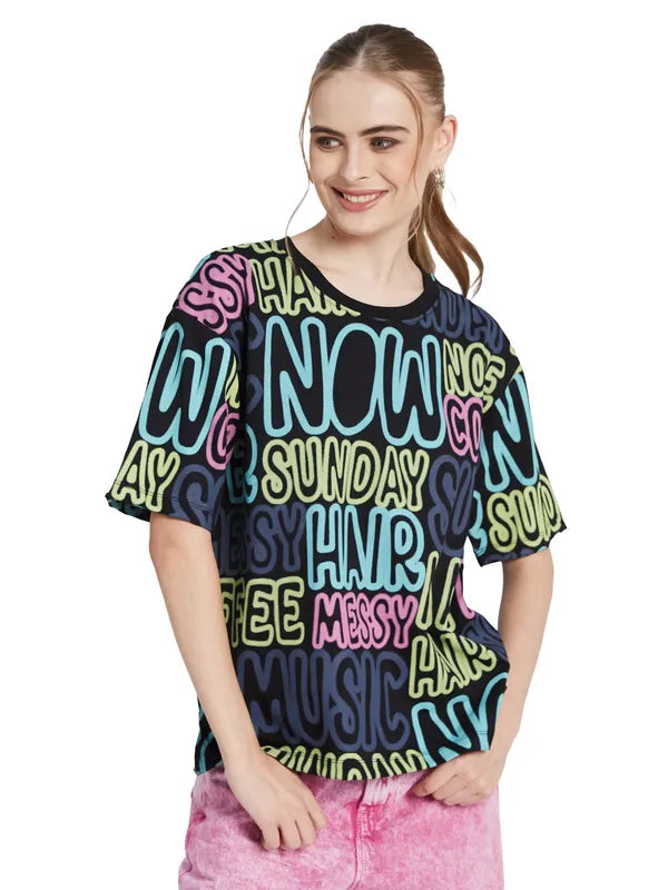 Mettle Women Typography Printed Pockets T-Shirt