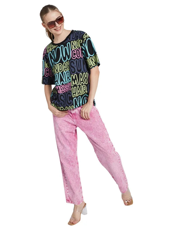 Mettle Women Typography Printed Pockets T-Shirt