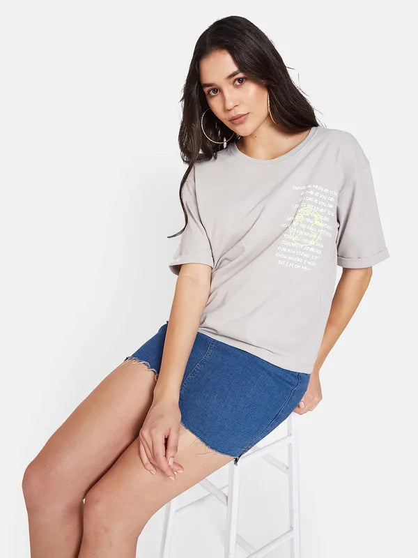 Mettle Women Typography Printed Round Neck T-Shirt