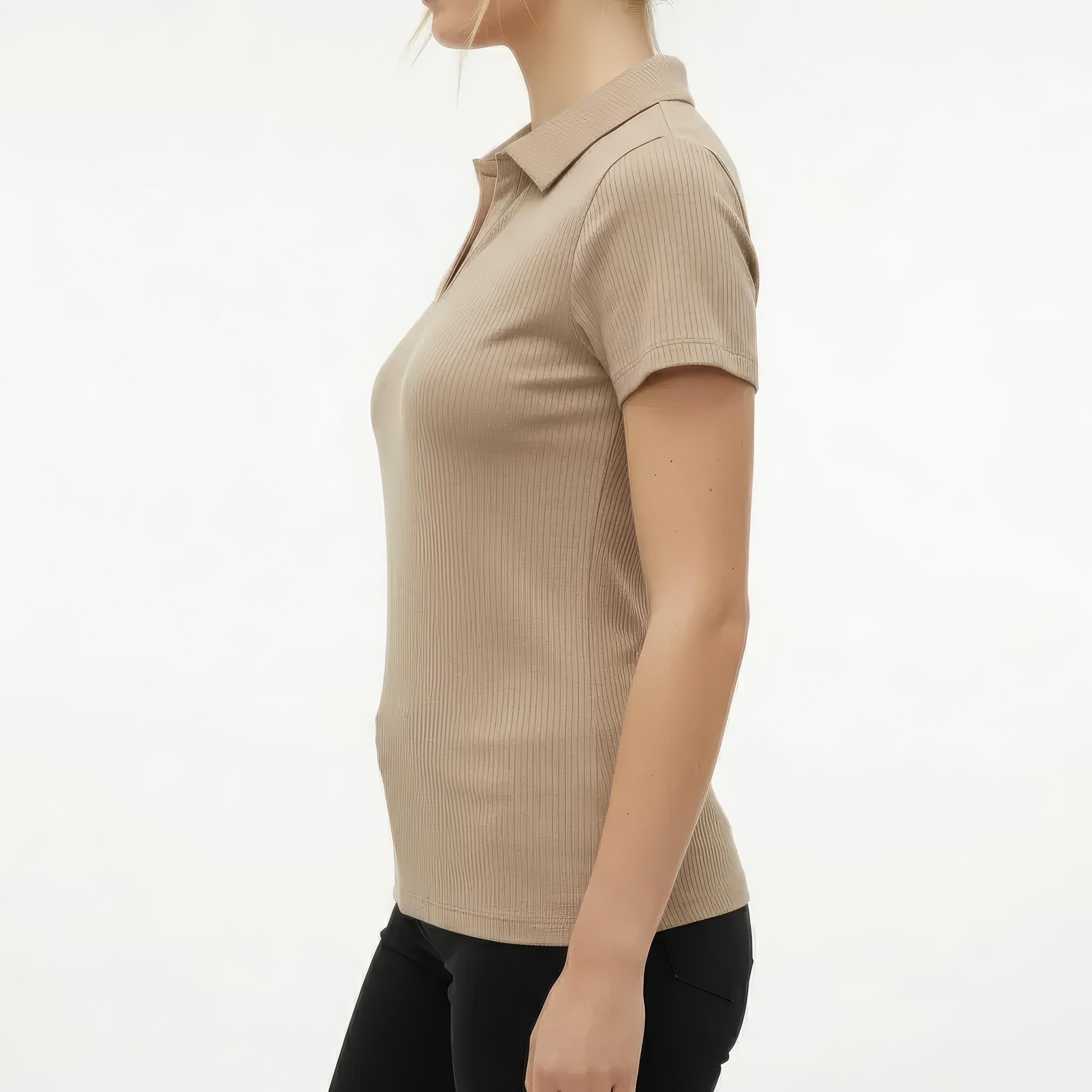 Women Solid Polo Neck T-Shirt