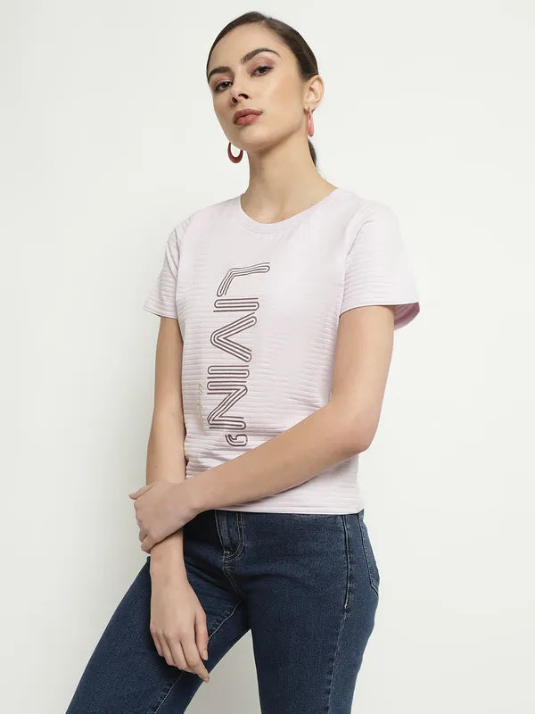 Mettle Typography Printed Round Neck Cotton T-Shirt