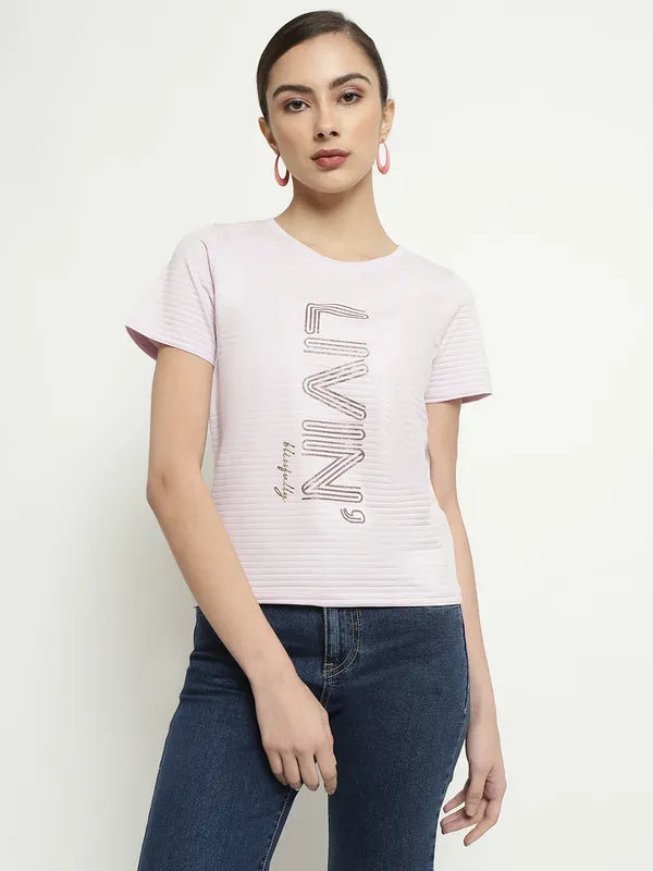 Mettle Typography Printed Round Neck Cotton T-Shirt