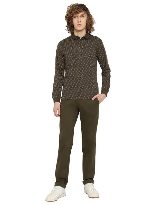 Octave Men Olive Green Regular Fit Cotton Trouser